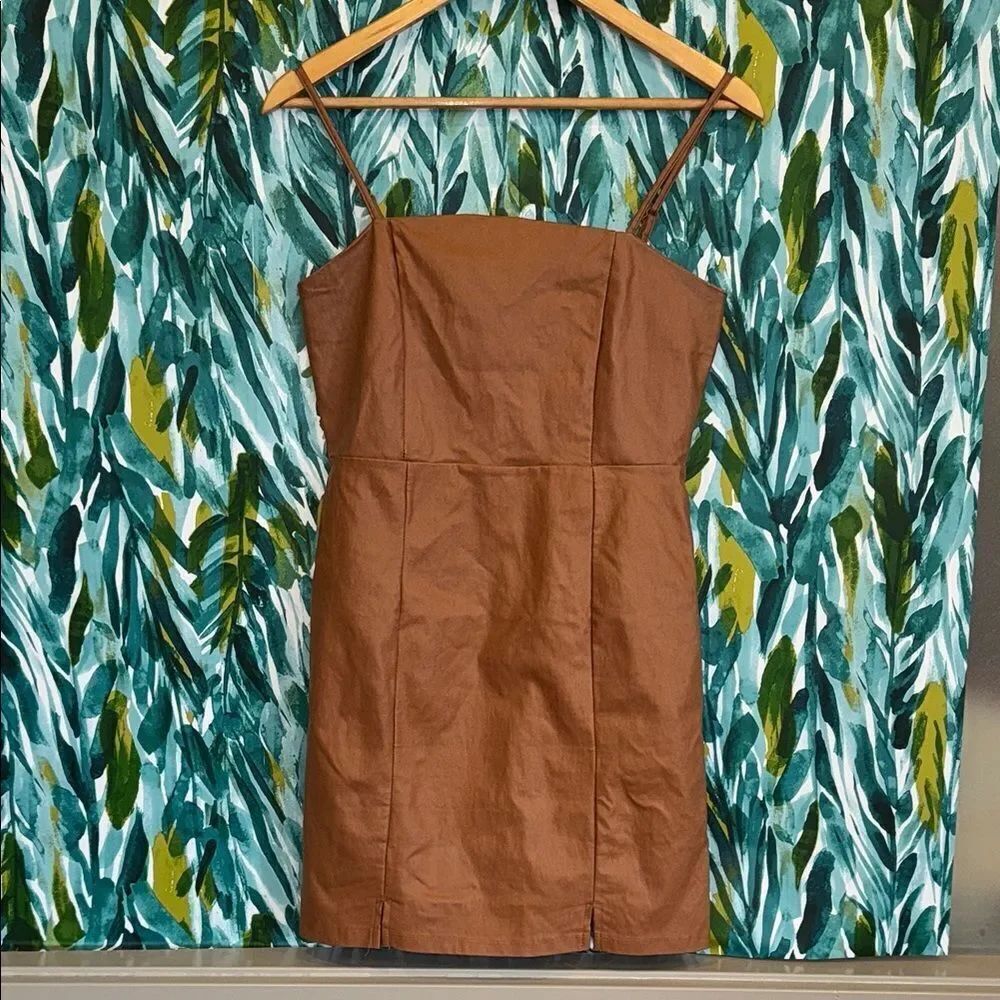Brown Faux Leather Mini Dress